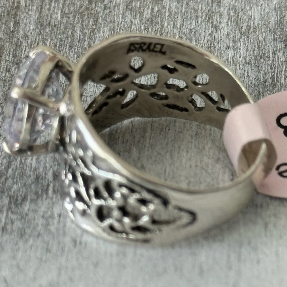 Noa Zuman Sterling Silver 925 Ring W Round Clear CZ Sz. 8